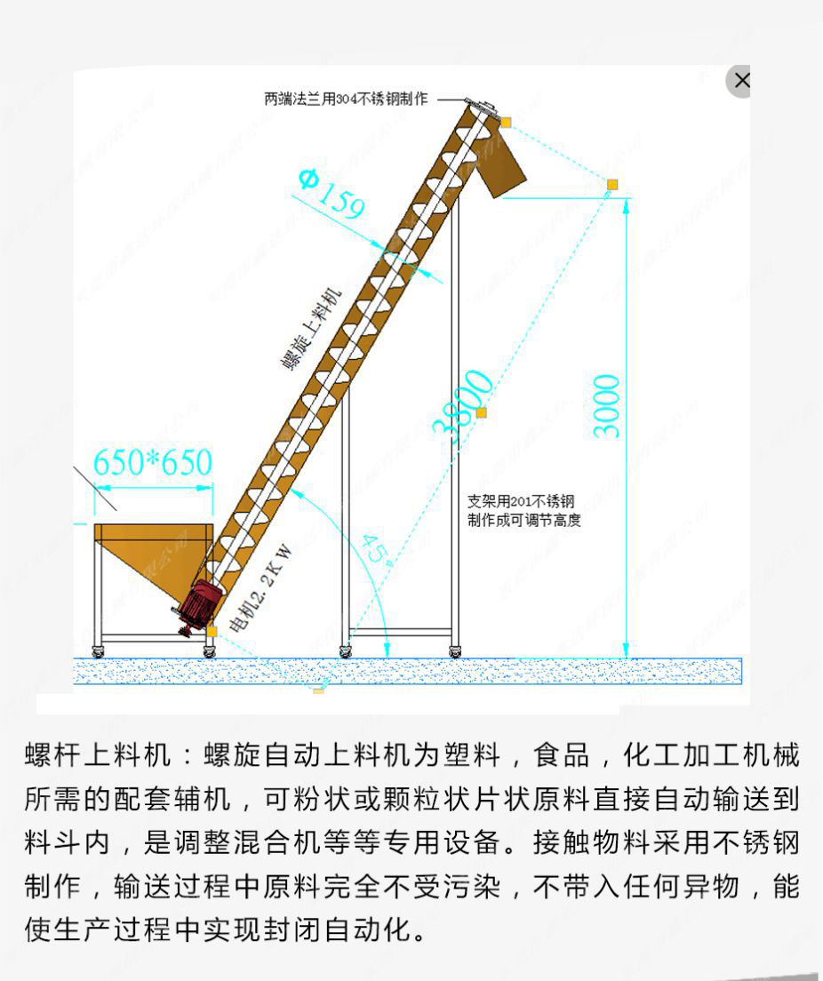 螺旋輸送給料機(jī)外形尺寸